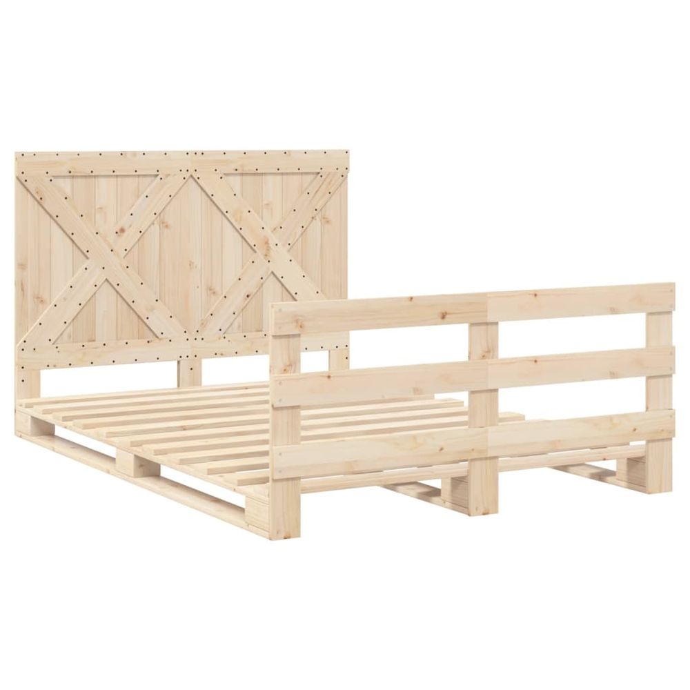 vidaXL Bed Frame with Headboard 160x200 cm Solid Wood Pine vidaXL