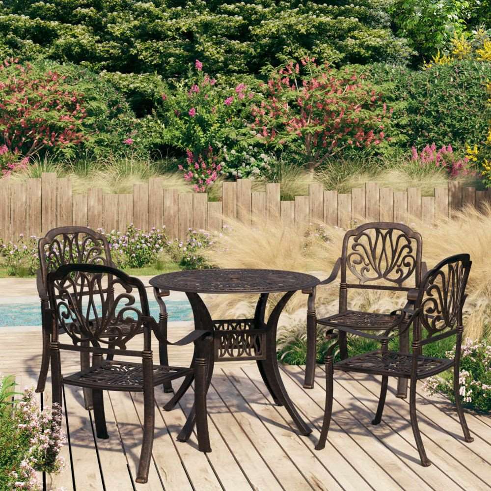 vidaXL 3 Piece Bistro Set Cast Aluminium Bronze bronze vidaXL