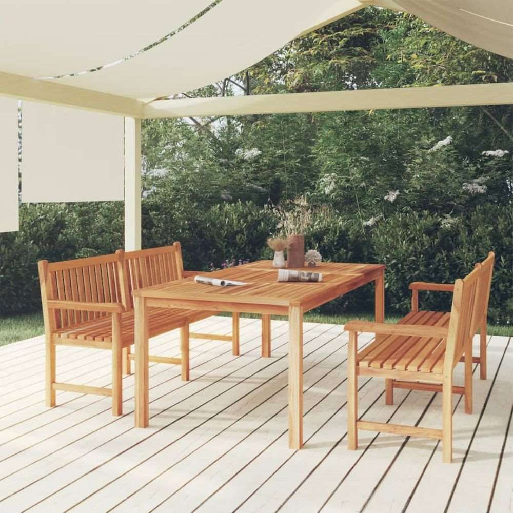 vidaXL 3 Piece Garden Dining Set Solid Wood Teak 2x bench + table vidaXL