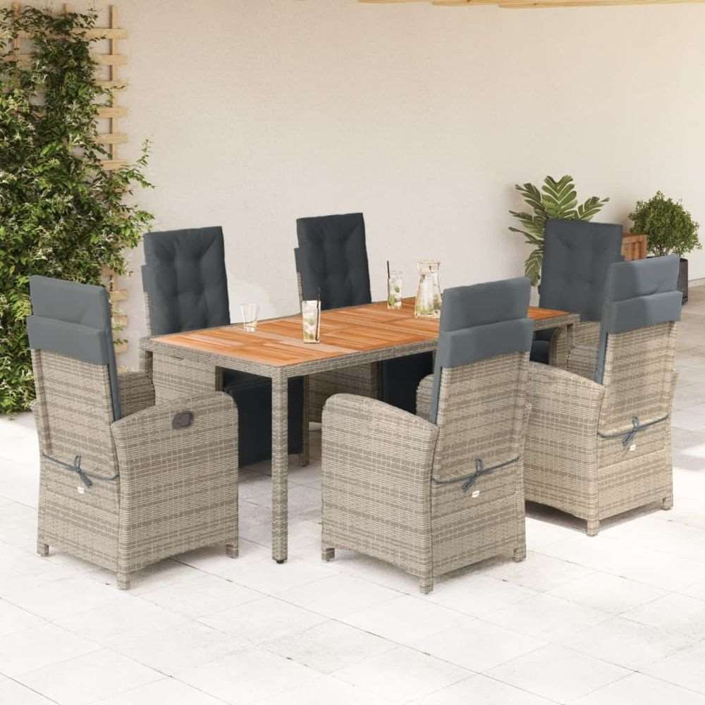 vidaXL 3 Piece Bistro Set with Cushions Black Poly Rattan grey vidaXL