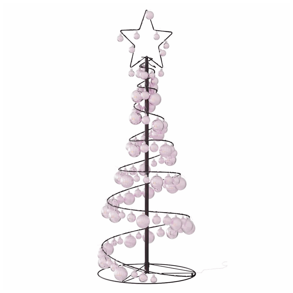 vidaXL Christmas Tree Light Cone with Baubles 80 LEDs Warm White 120 cm vidaXL