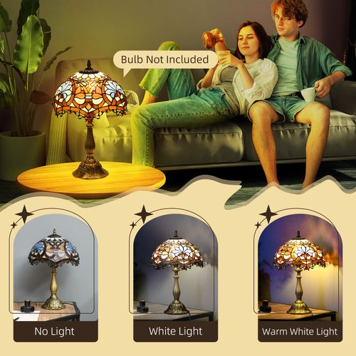 HOMCOM Antique Table Lamp, for Bedroom Bedside, Bulb not Included, Sunflower HOMCOM
