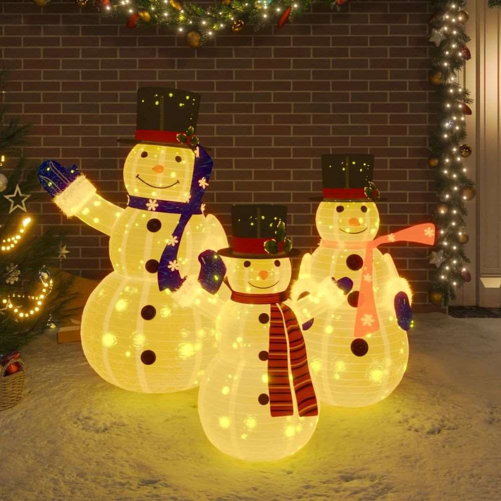 Decorative Christmas Snowman Family Figures with LED Luxury Fabric vidaXL