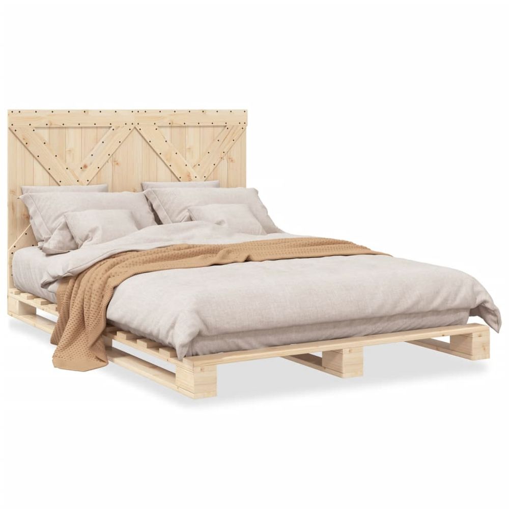 vidaXL Bed Frame with Headboard 140x200 cm Solid Wood Pine vidaXL