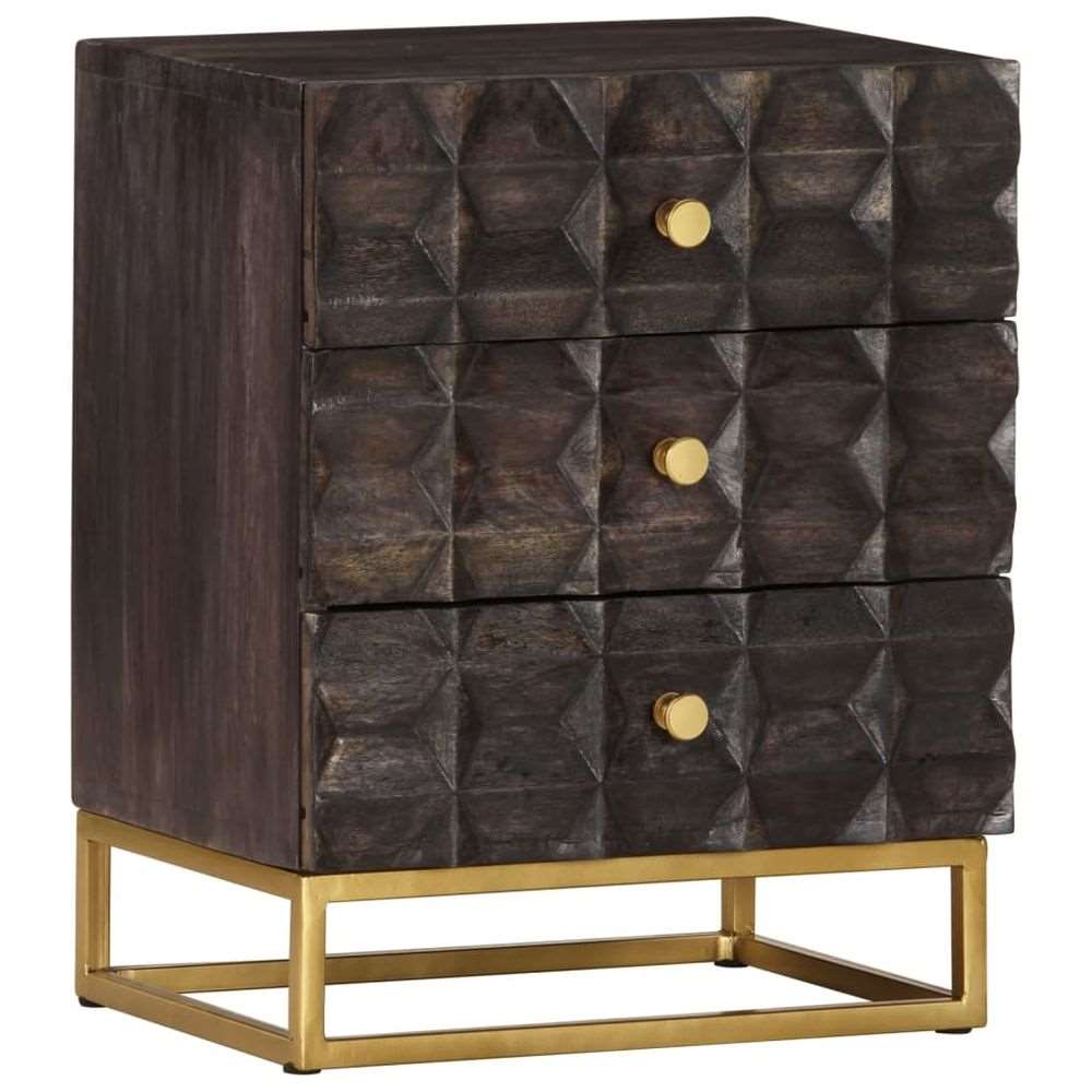 vidaXL Bed Cabinet Black 40x30x50 cm Solid Mango Wood vidaXL