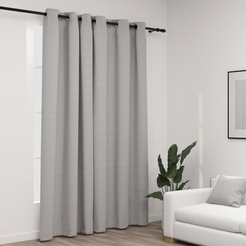 vidaXL Linen-Look Blackout Curtains with Grommets Black 290x245cm vidaXL