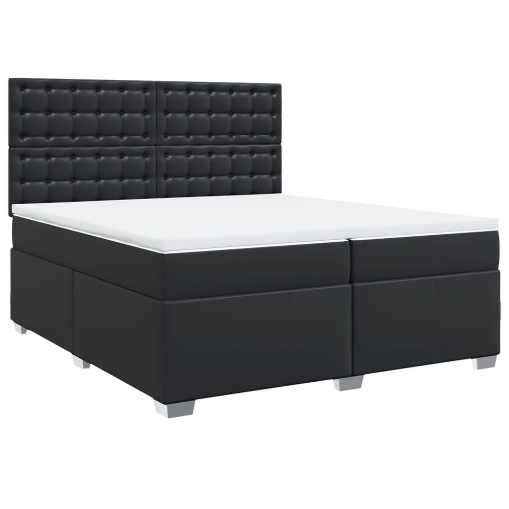 vidaXL Box Spring Bed with Mattress Black 200x200 cm Faux Leather vidaXL