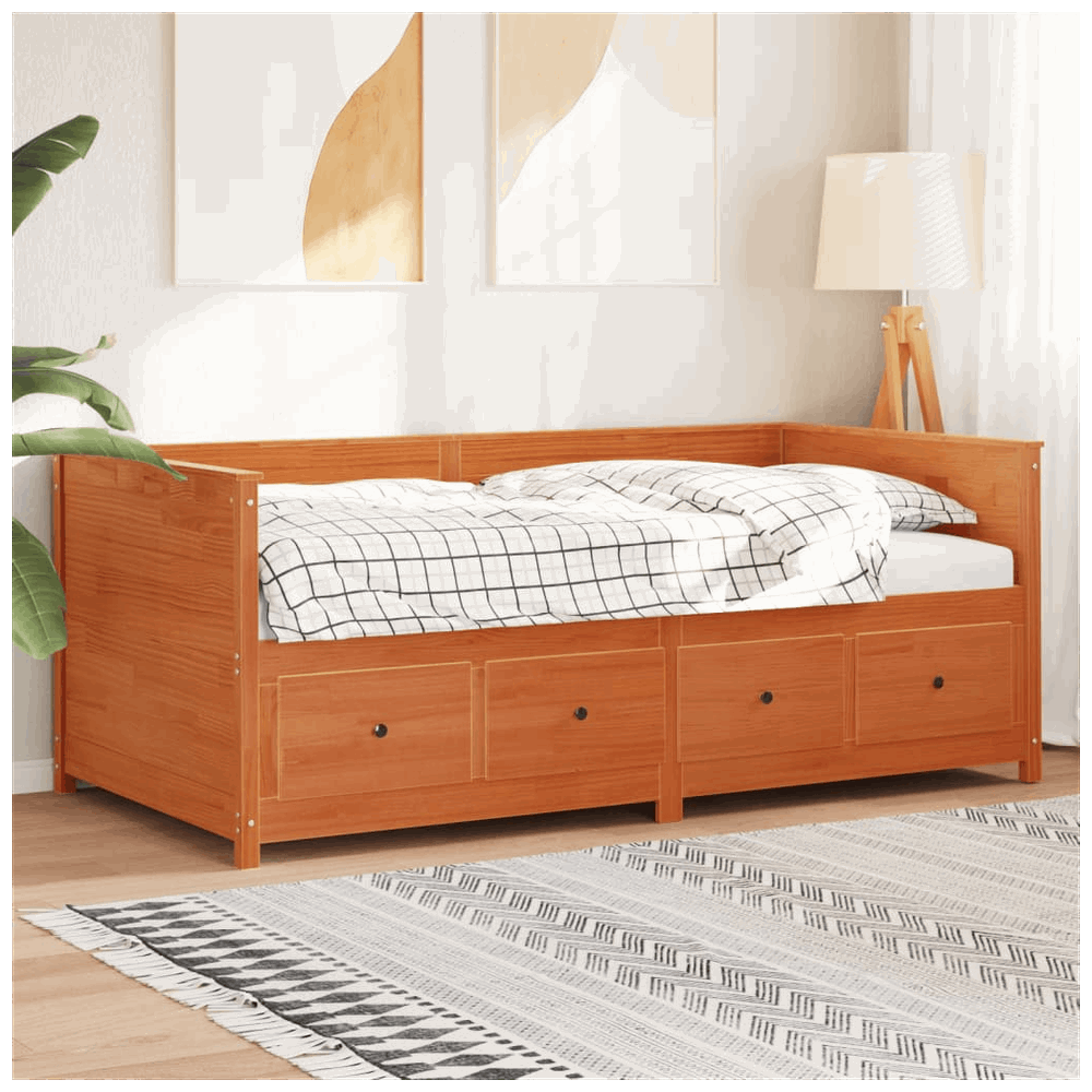 vidaXL Day Bed Wax Brown 100x200 cm Solid Wood Pine vidaXL