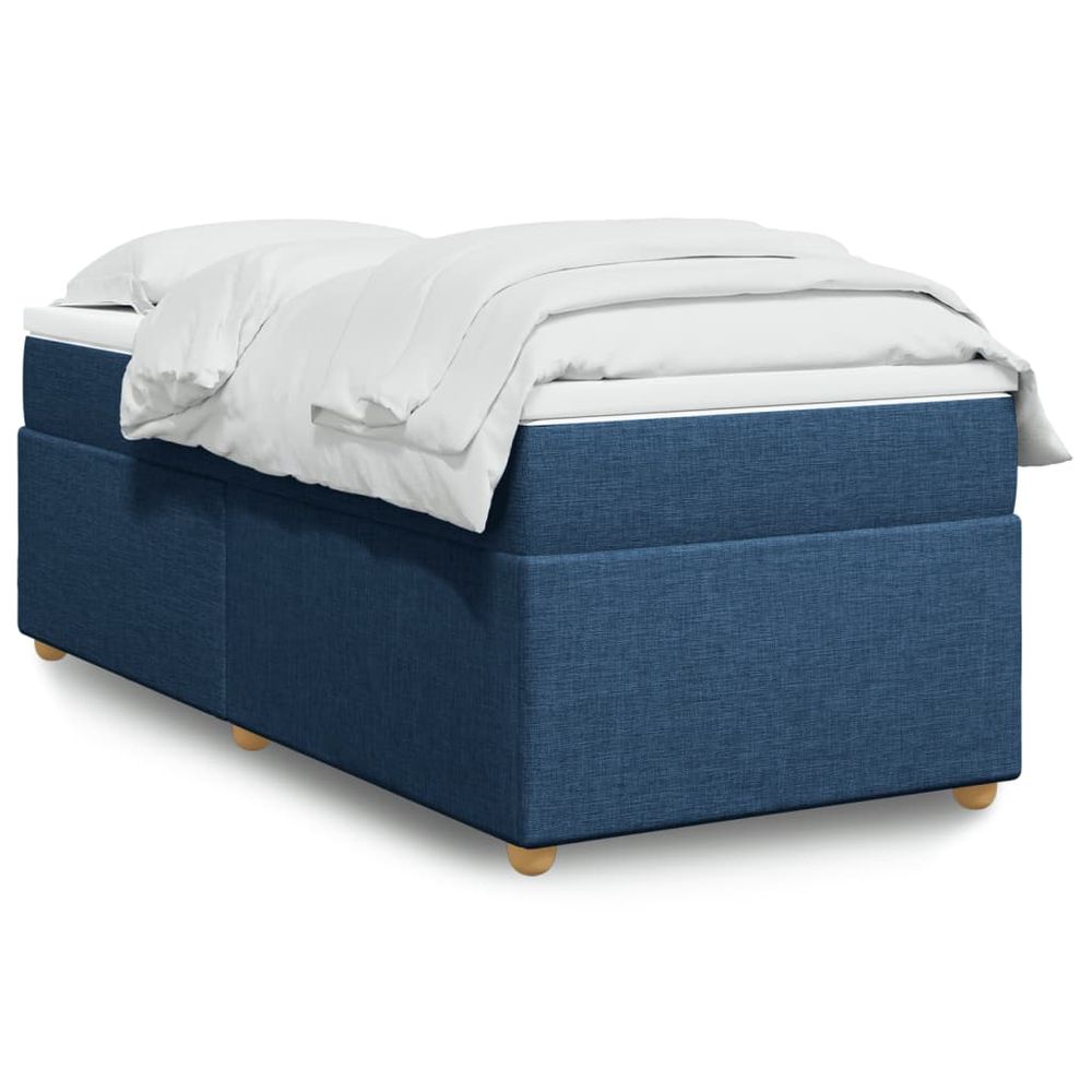 vidaXL Box Spring Bed with Mattress Blue 90x200 cm Fabric vidaXL