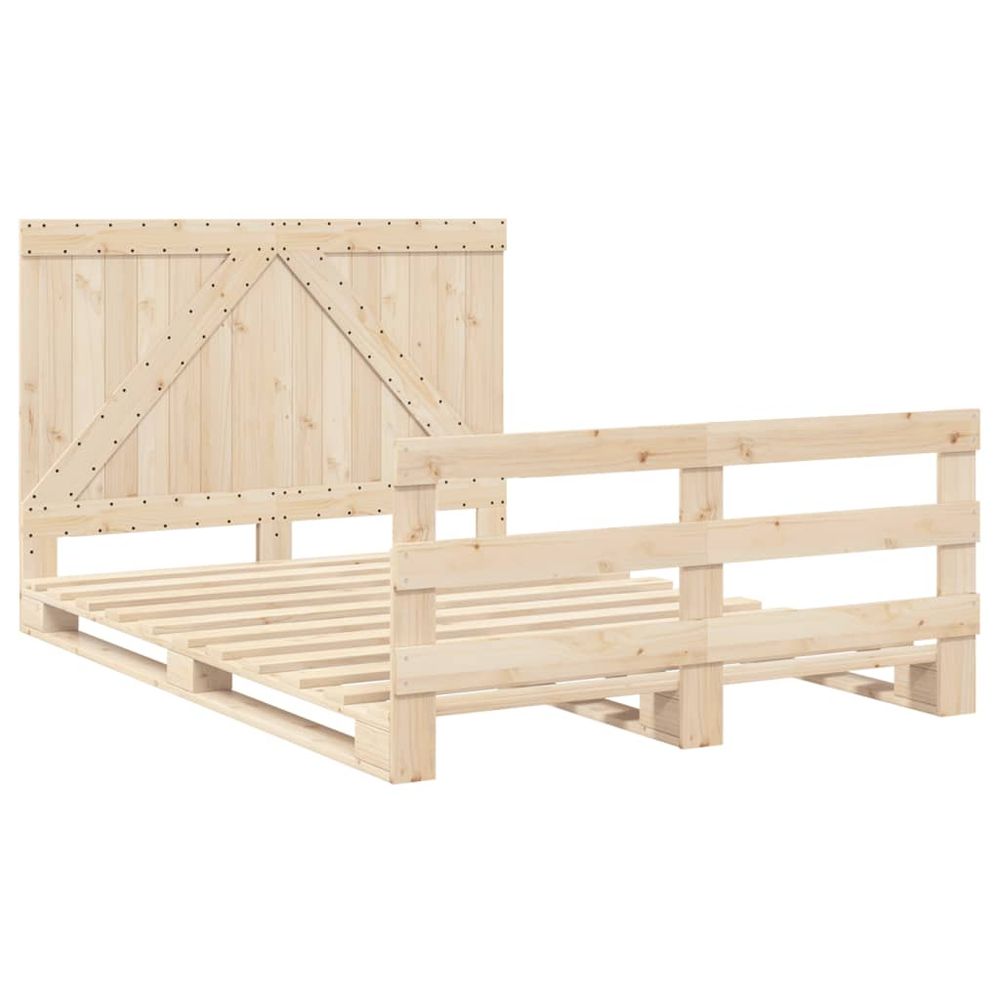 vidaXL Bed Frame with Headboard 160x200 cm Solid Wood Pine vidaXL