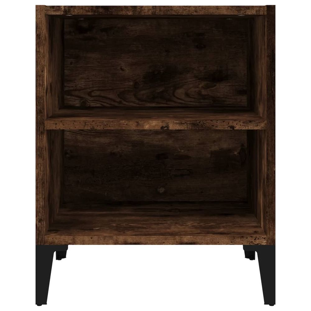 vidaXL Bed Cabinet with Metal Legs Smoked Oak 40x30x50 cm vidaXL