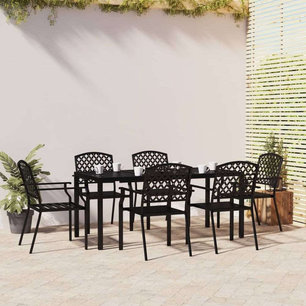 vidaXL 3 Piece Garden Dining Set Anthracite Steel 7 165 cm table length vidaXL