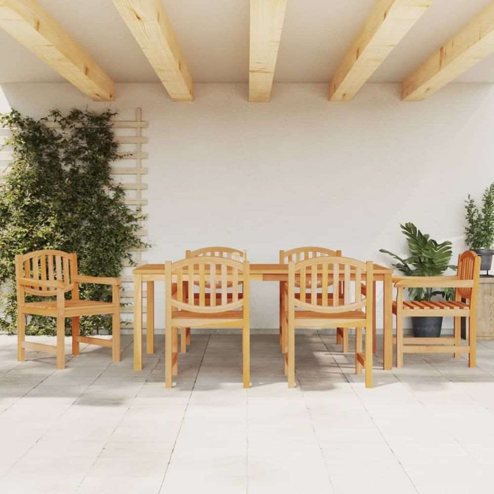 vidaXL 5 Piece Garden Dining Set Solid Wood Teak 6x chair + table 200 cm table length vidaXL