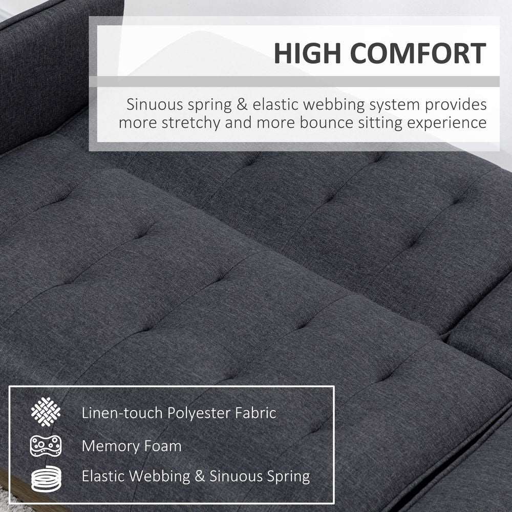 Upholstered Sofa bed 3 Seater Home Theater Futon Recliner with Cupholders Grey HOMCOM