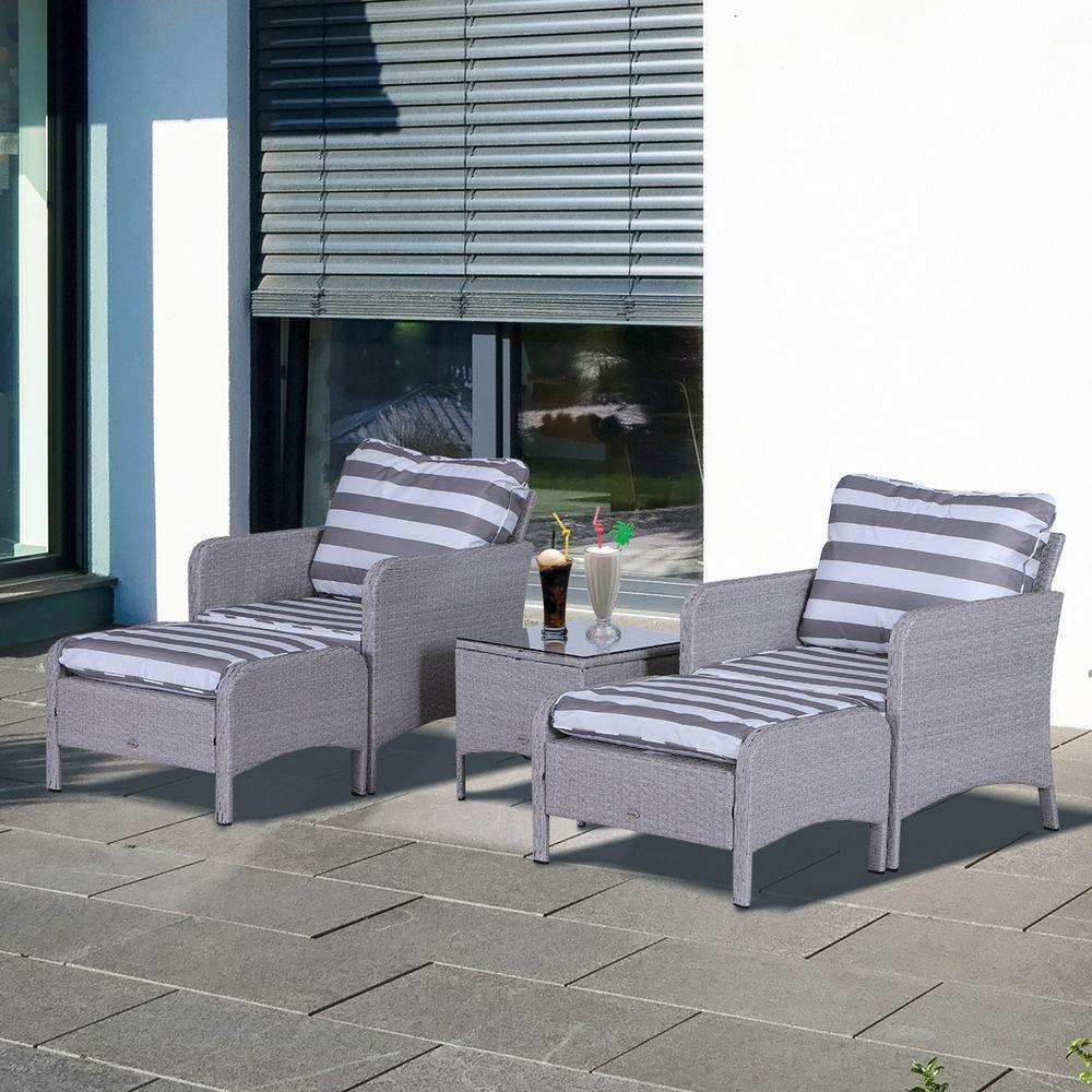 5-Piece PE Rattan Outdoor Garden Furniture Set Outsunny