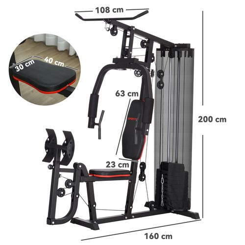 SPORTNOW Home Gym Machine Compact Multi Gym with 45kg Weight Stack SPORTNOW