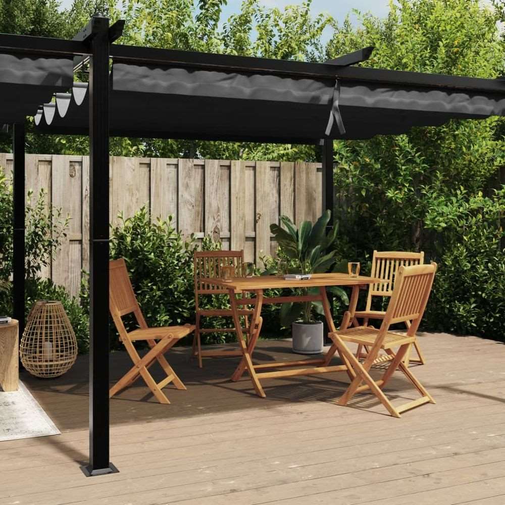 vidaXL Garden Gazebo with Retractable Roof Cream 3x6 m Aluminium anthracite vidaXL