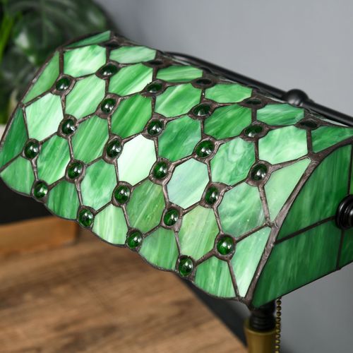 HOMCOM Stained Glass Table Lamp, for Bedroom Bedside, Bulb not Included HOMCOM