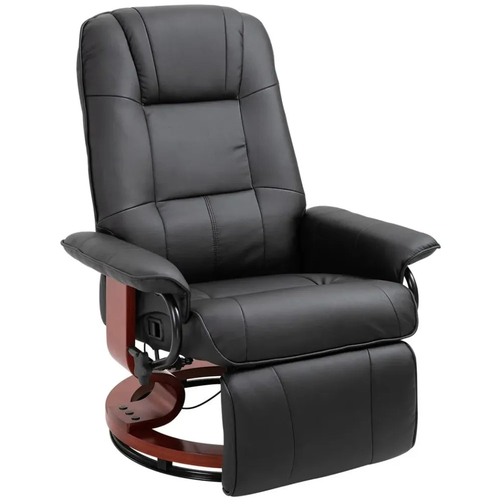 Ergonomic Recliner Sofa Chair PU Leather Armchair Lounger with Footrest, Black Unbranded