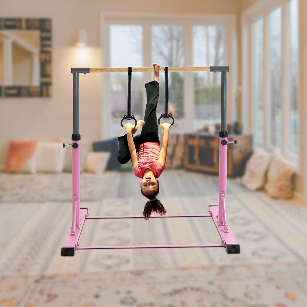 Gymnastic Bar Set Gymnastics Horizontal Bar Gymnastics Kip Bar for Kids Home Use, Pink N/A