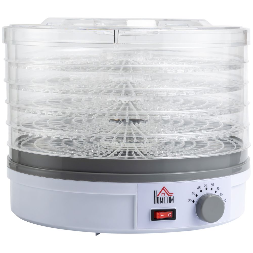 5 Tier Food Dehydrator 245W Stainless Steel Food Dryer Machine Timer LCD White HOMCOM