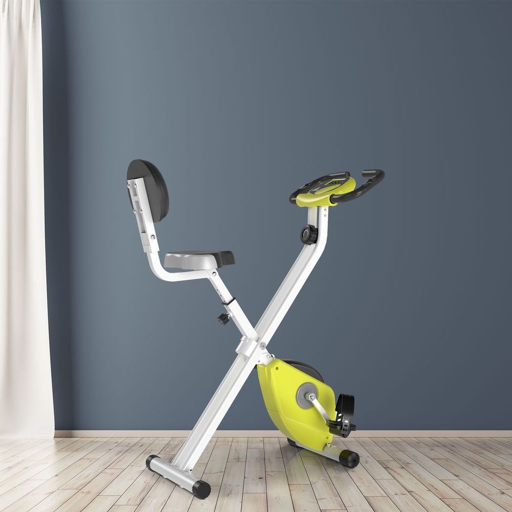 Magnetic Resistance Exercise Bike Foldable LCD Adjustable Seat Yellow HOMCOM