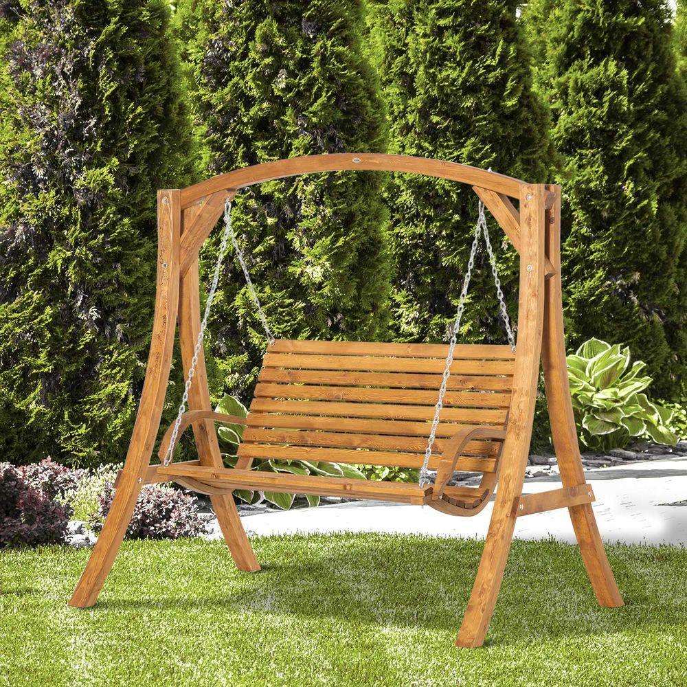 Outsunny 2 Seater Garden Swing Seat Swing Chair, Outdoor Wooden Swing Bench Seat Outsunny