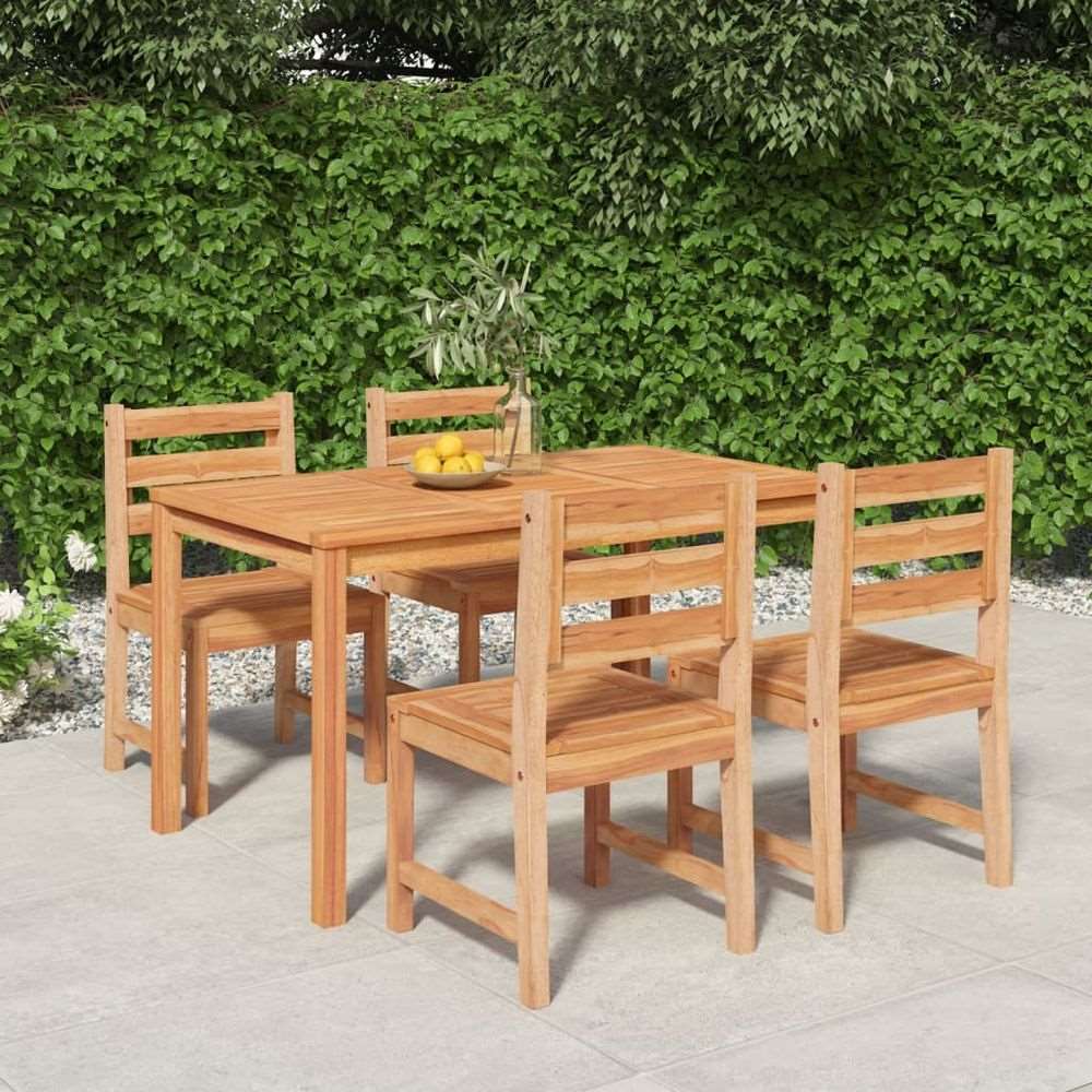 vidaXL 3 Piece Garden Dining Set Solid Wood Teak 4x chair + table 140 cm table length vidaXL