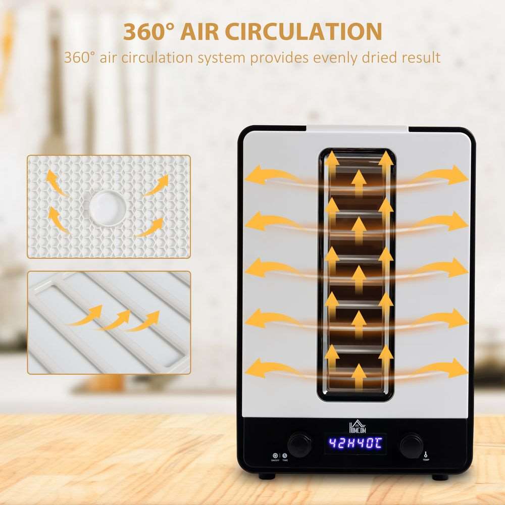 11Tier Food Dehydrator 550W Food Dryer Machine with Adjustable Temperature White HOMCOM