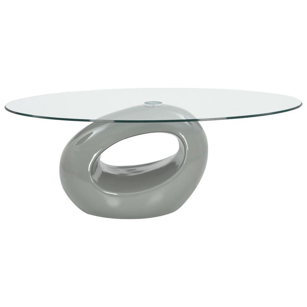 vidaXL Coffee Table with Oval Glass Top High Gloss Grey vidaXL