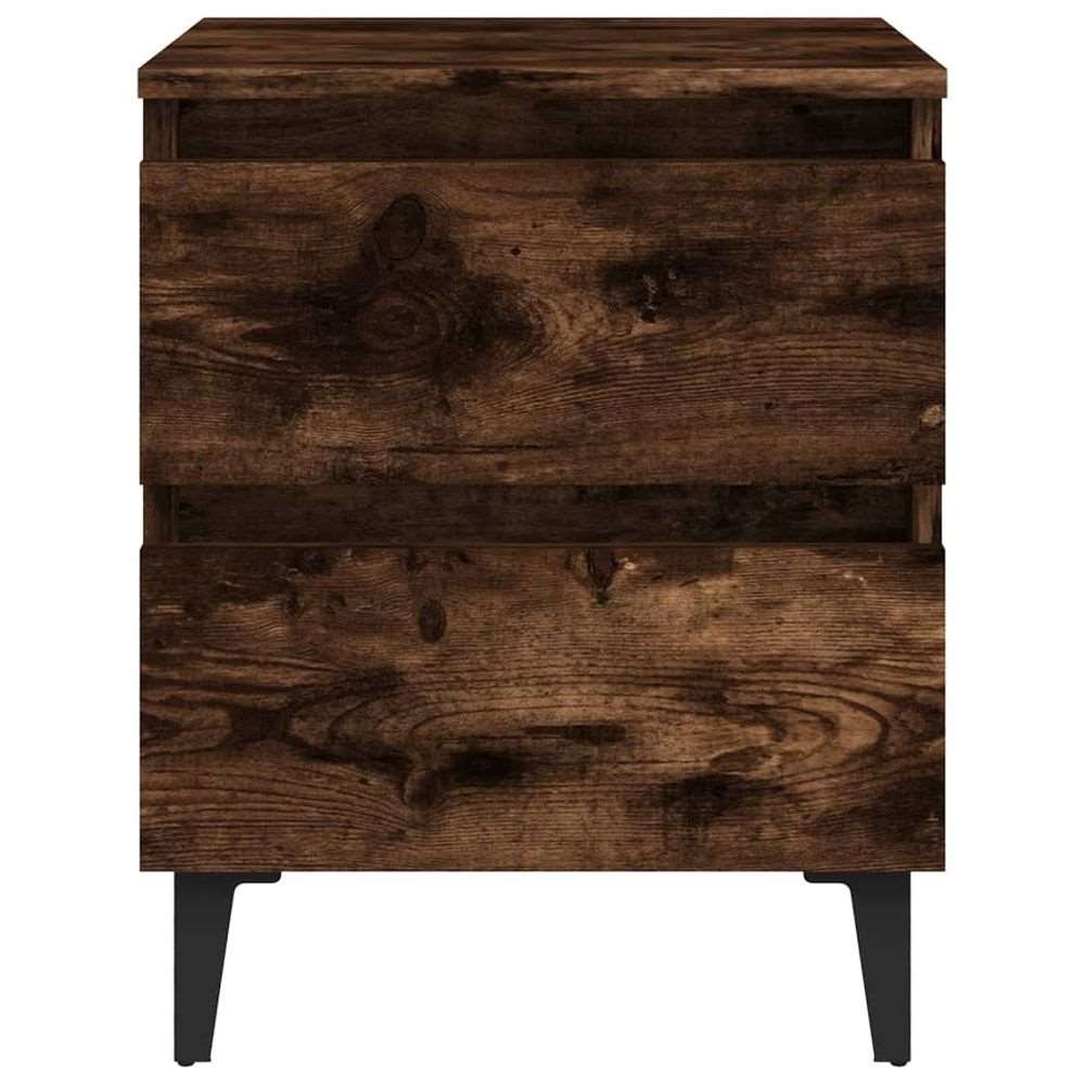 vidaXL Bed Cabinet with Metal Legs Smoked Oak 40x35x50 cm vidaXL