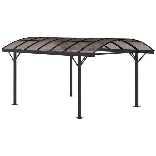 5 x 3m Hardtop Aluminium Gazebo Pergola Polycarbonate Roof, Brown Outsunny