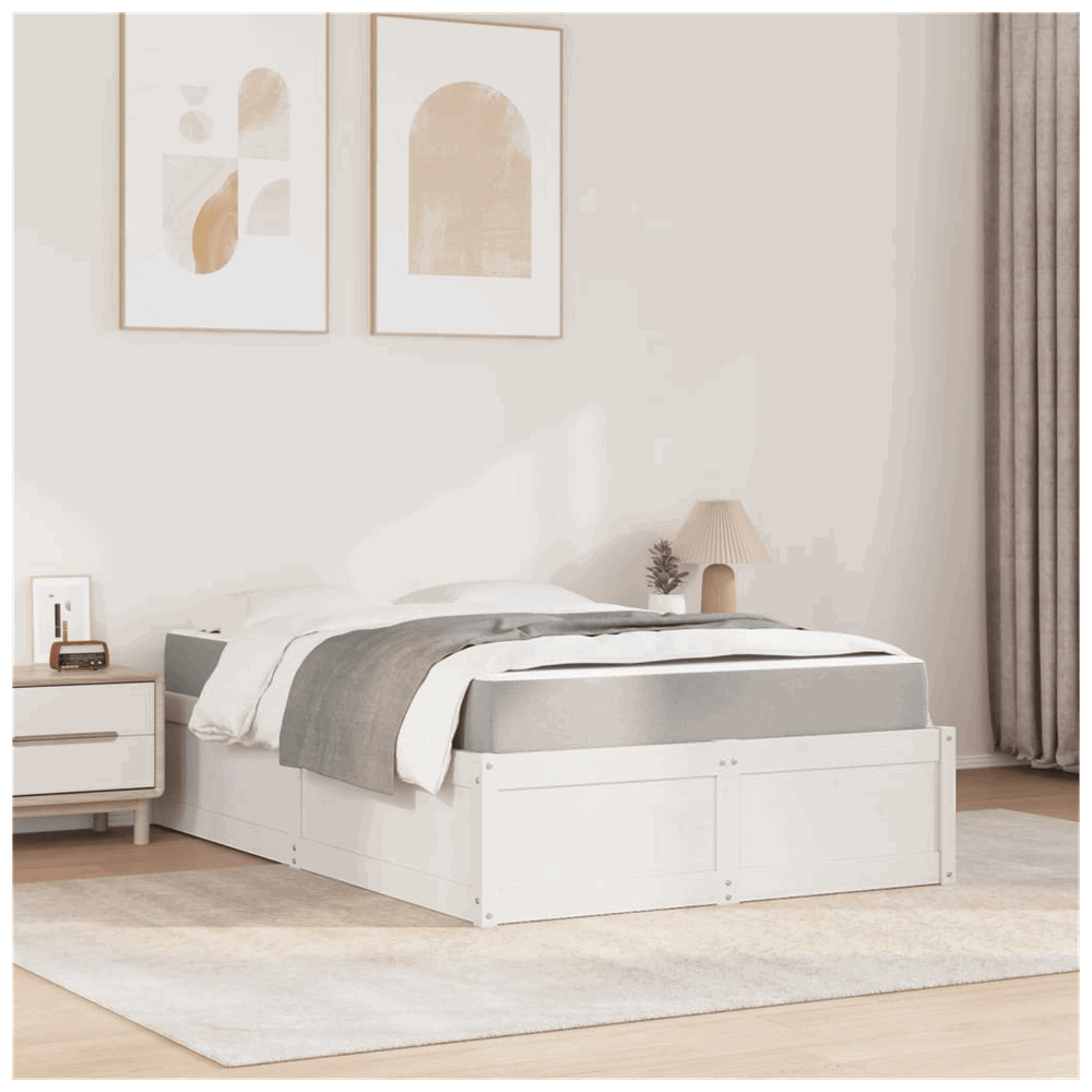 vidaXL Bed with Mattress White 120x200 cm Solid Wood Pine vidaXL