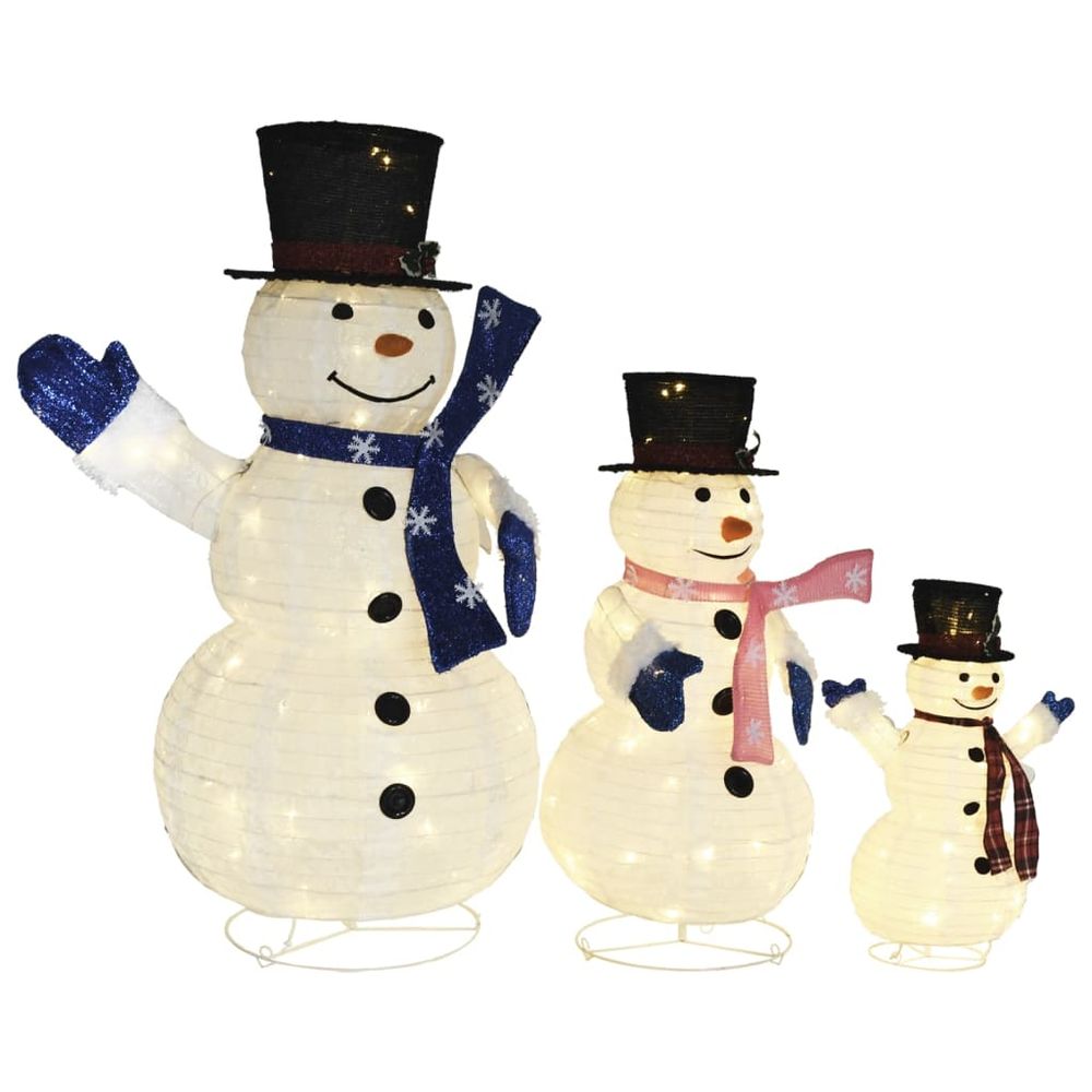 Decorative Christmas Snowman Family Figures with LED Luxury Fabric vidaXL