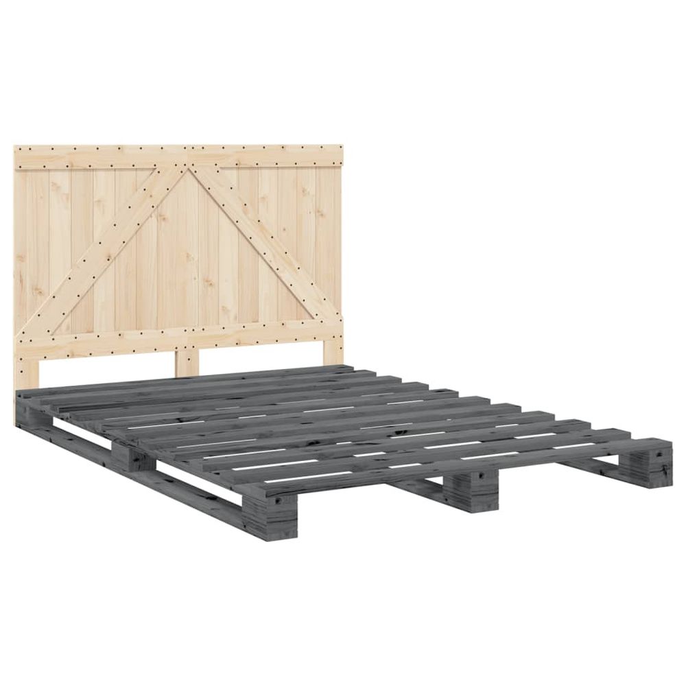 vidaXL Bed Frame with Headboard Grey 160x200 cm Solid Wood Pine vidaXL