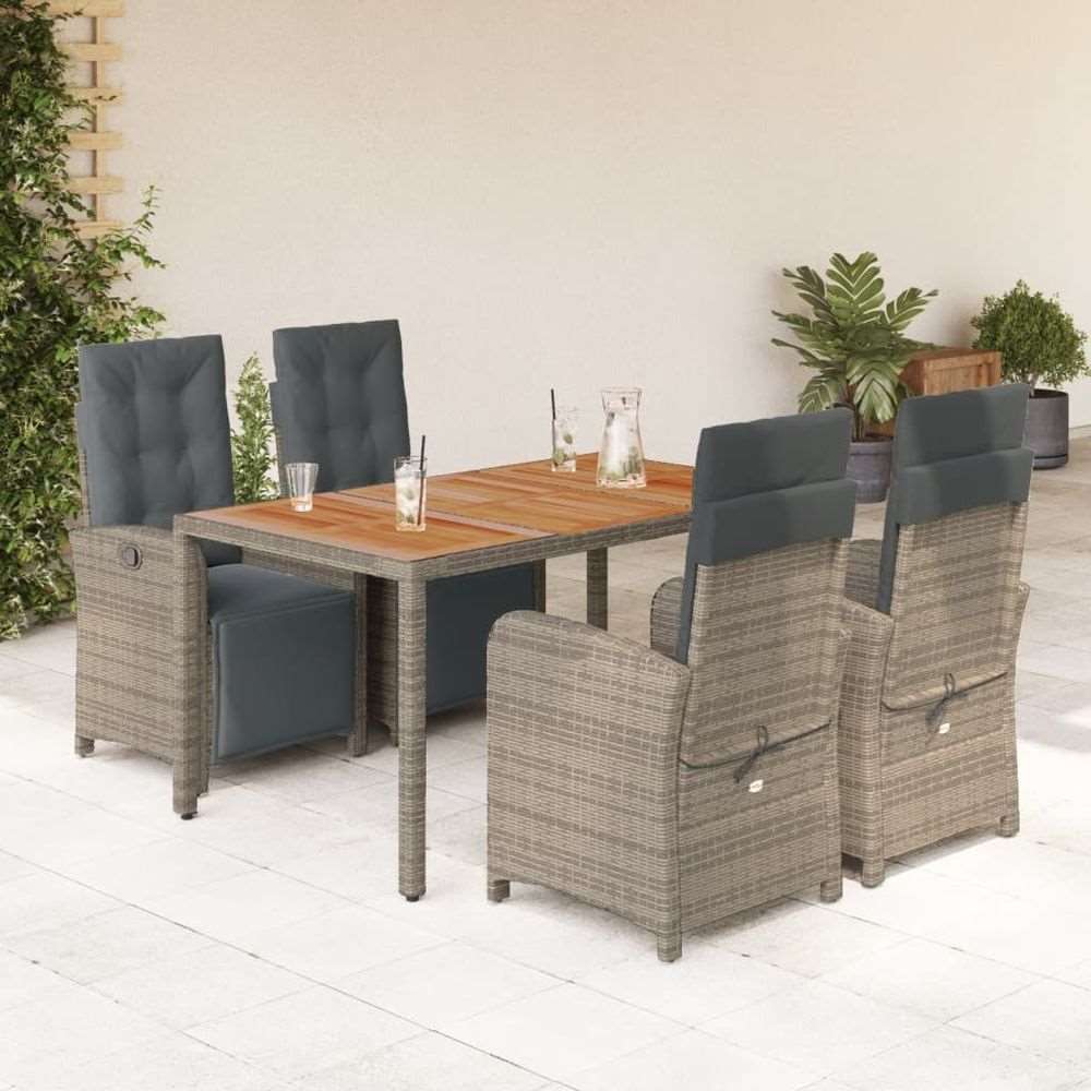 vidaXL 3 Piece Bistro Set with Cushions Black Poly Rattan vidaXL