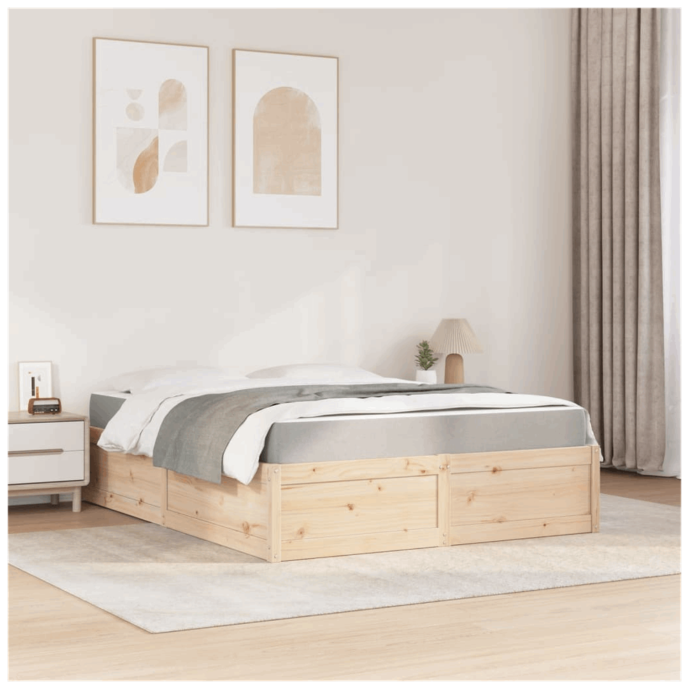 vidaXL Bed with Mattress 140x200 cm Solid Wood Pine vidaXL