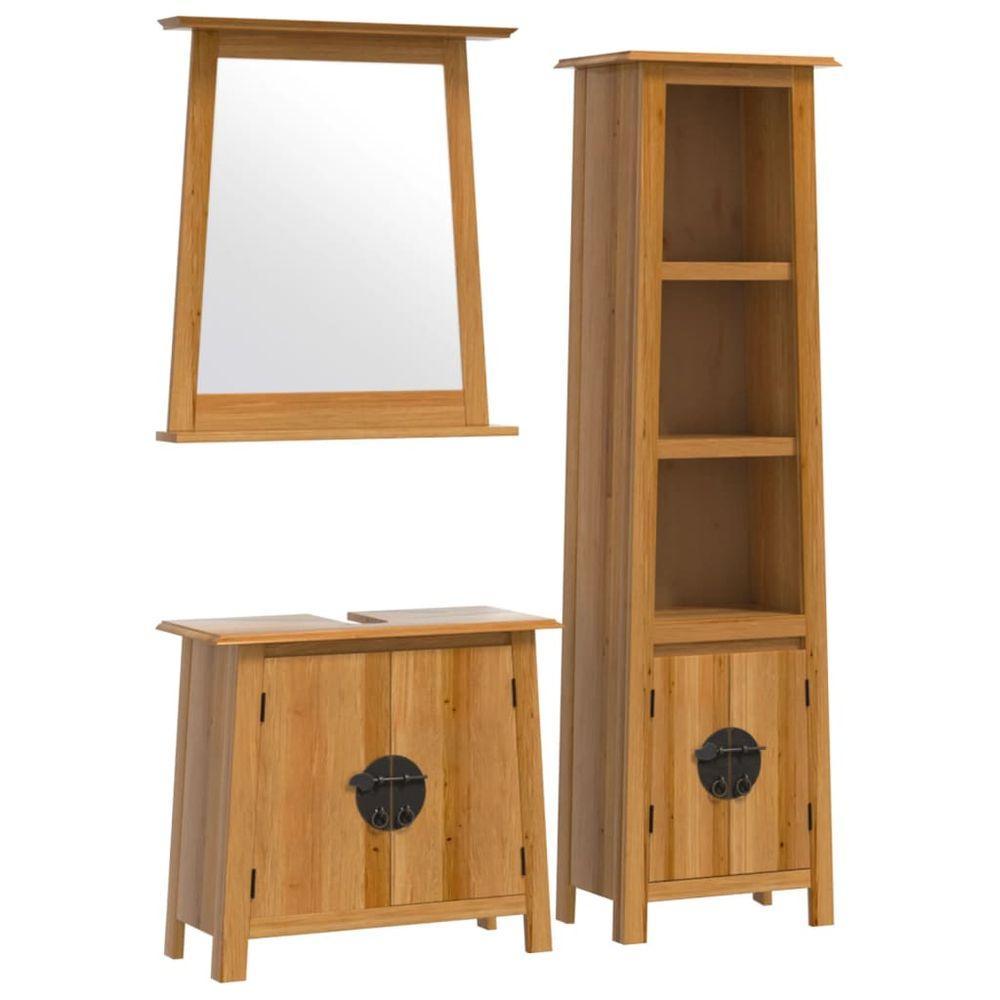 vidaXL 3 Piece Bathroom Furniture Set Solid Wood Pine vidaXL