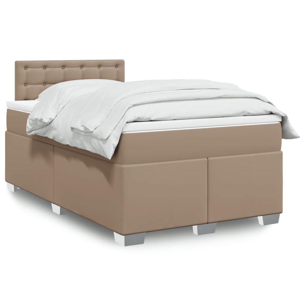 vidaXL Box Spring Bed with Mattress Cappuccino 90x190 cm Faux Leather cappuccino vidaXL