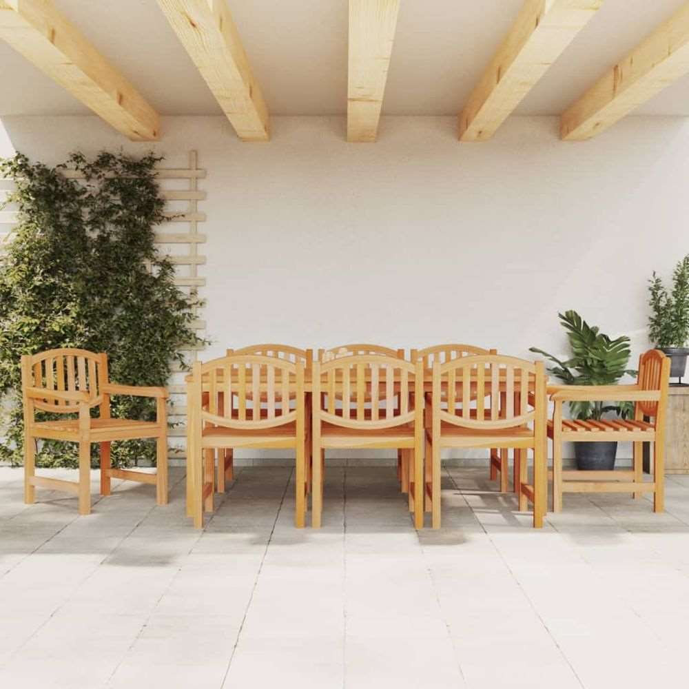 vidaXL 5 Piece Garden Dining Set Solid Wood Teak 8x chair + table 200 cm table length vidaXL