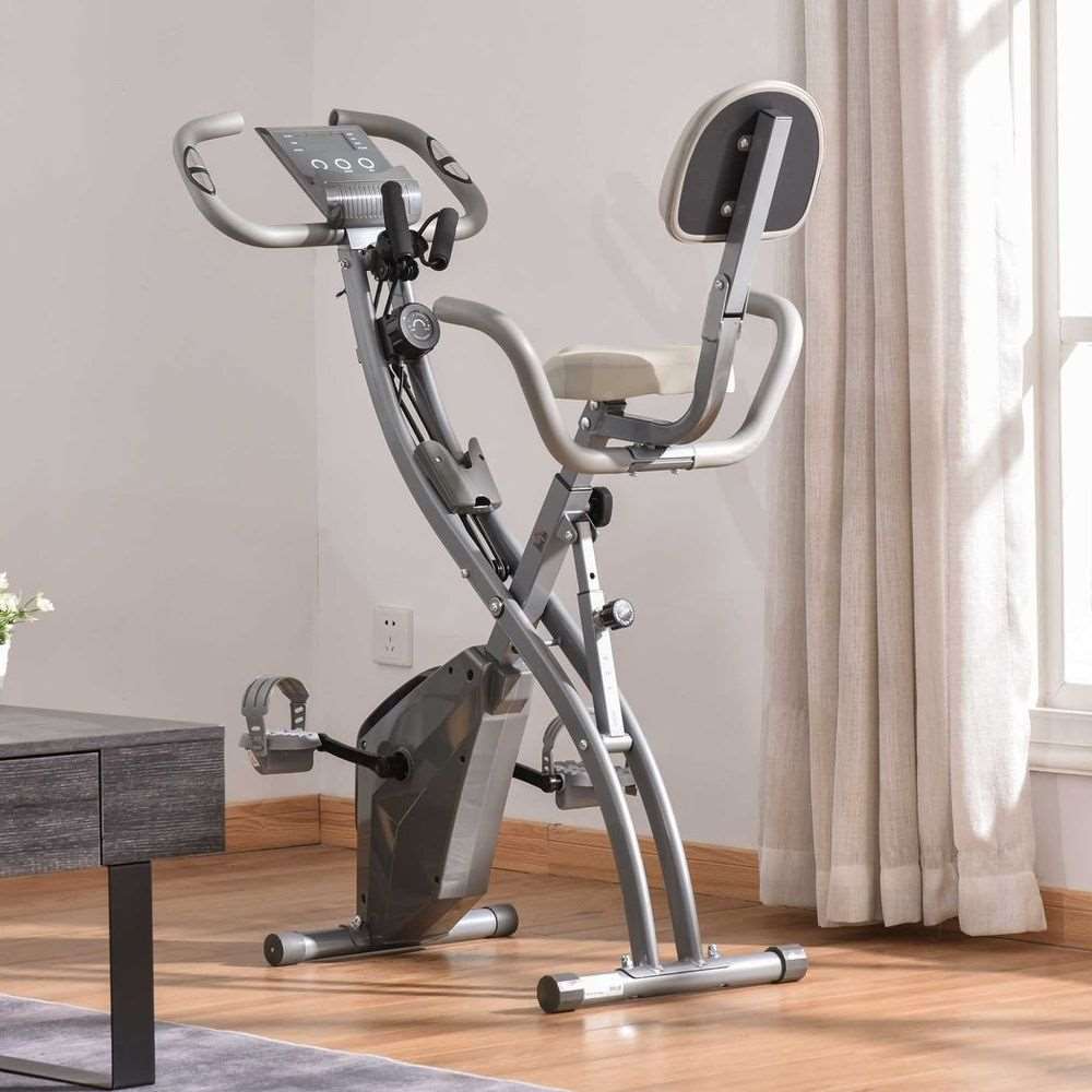 HOMCOM 2-In-1 Upright Exercise Bike 8-Level Adjustable with Pulse Sensor Grey HOMCOM