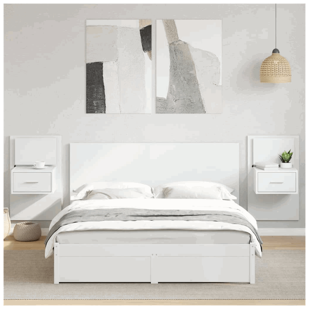 vidaXL Bed Headboard with Cabinets White 160 cm Engineered Wood