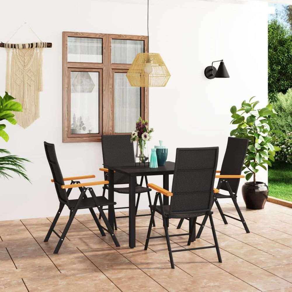 vidaXL 3 Piece Garden Dining Set Black and Brown 5 80 cm table length vidaXL