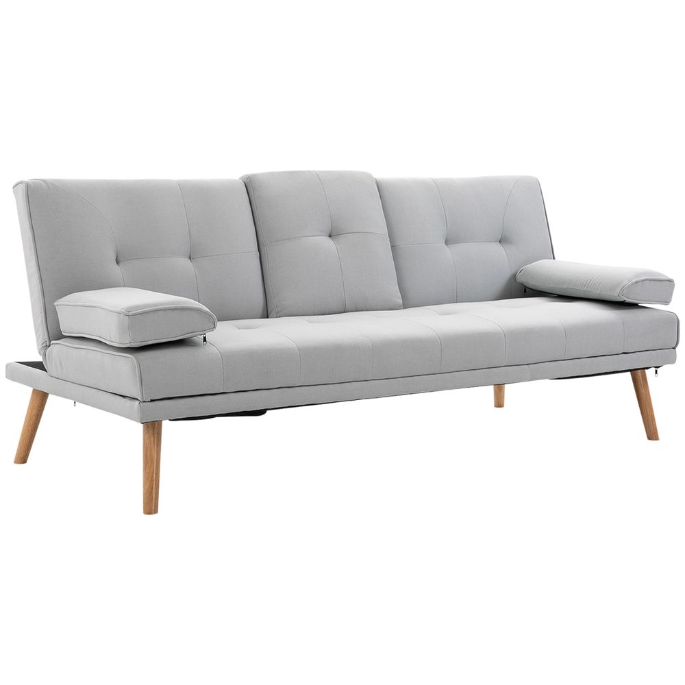 HOMCOM 3 Seater Sofa Bed Scandi Style Recliner Adjustable Back Middle Table HOMCOM