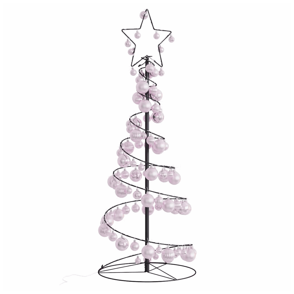 vidaXL Christmas Tree Light Cone with Baubles 80 LEDs Warm White 120 cm vidaXL