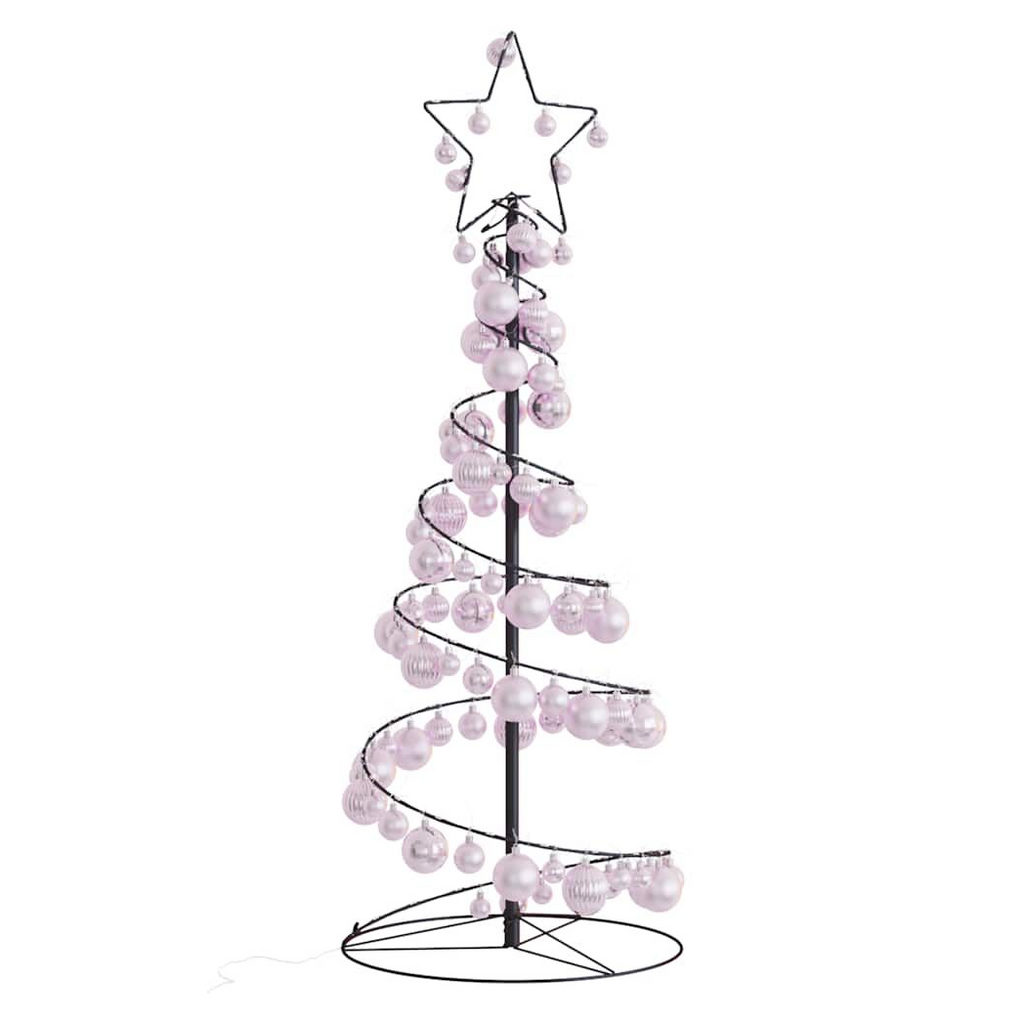 vidaXL Christmas Tree Light Cone with Baubles 80 LEDs Warm White 120 cm vidaXL