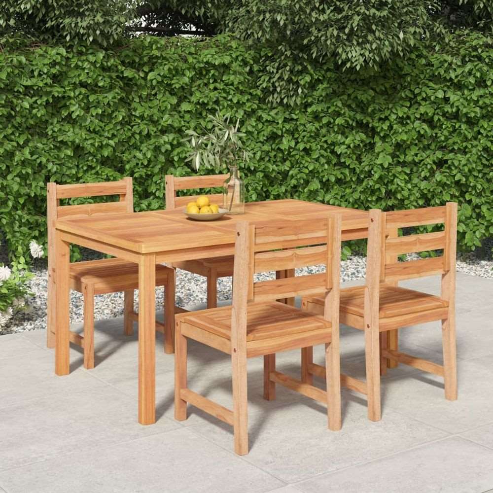 vidaXL 3 Piece Garden Dining Set Solid Wood Teak 4x chair + table 150 cm table length vidaXL