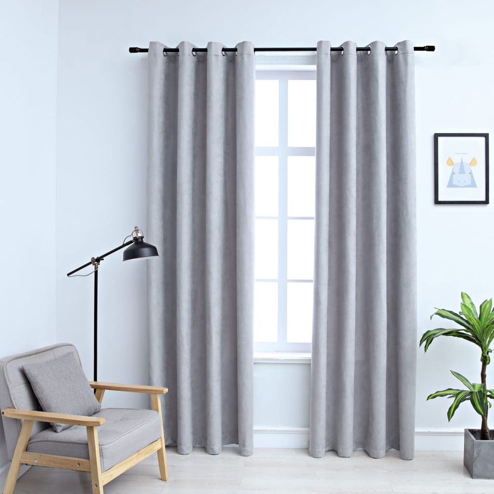 vidaXL Blackout Curtains with Metal Rings 2 pcs Anthracite 140x175 cm vidaXL