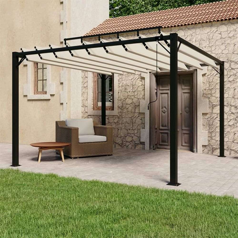 vidaXL Gazebo with Louvered Roof 3x3 m Cream Fabric and Aluminium cream vidaXL