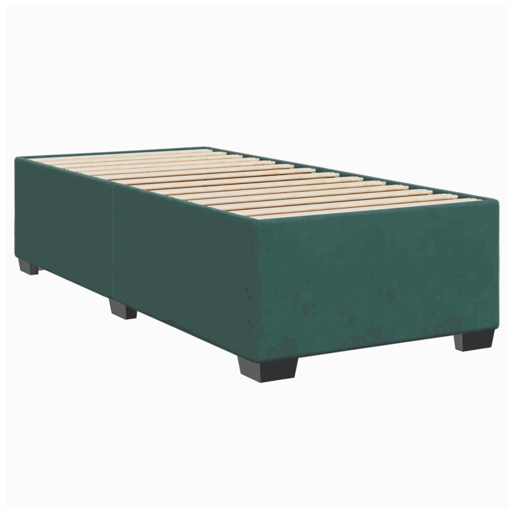 vidaXL Box Spring Bed with Mattress Dark Green 90x190 cm Velvet vidaXL